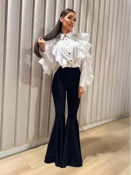 Biała koszula elegancka z falbanami PRETTY 173 - photo #4