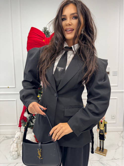 Czarna marynarka z poszerzanymi rękawami MELANIE 19