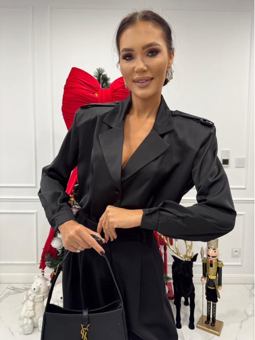 Czarna koszula satynowa CHLOE 161