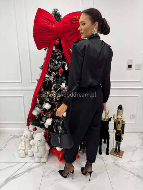 Czarna koszula satynowa CHLOE 161 - photo #4