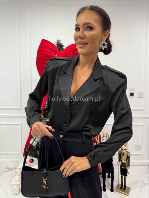 Czarna koszula satynowa CHLOE 161 - photo #5