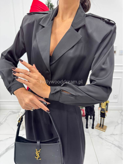 Czarna koszula satynowa CHLOE 161 - photo #7