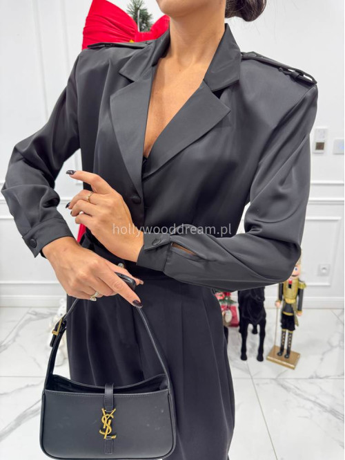 Czarna koszula satynowa CHLOE 161 - photo #8