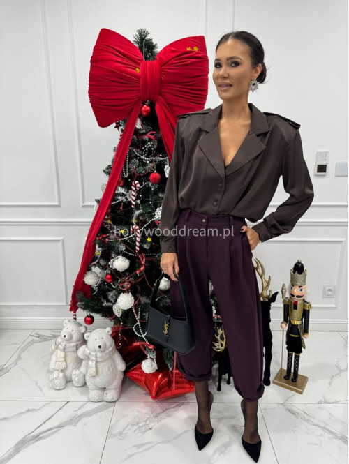 Czekoladowa koszula satynowa CHLOE 161 - photo #3