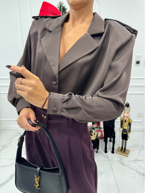 Czekoladowa koszula satynowa CHLOE 161 - photo #7