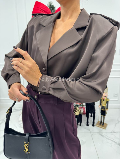 Czekoladowa koszula satynowa CHLOE 161 - photo #8