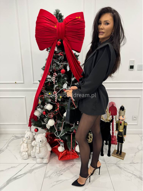 Czarna marynarka z paskiem 75% wiskoza VALERIE 02 - photo #4