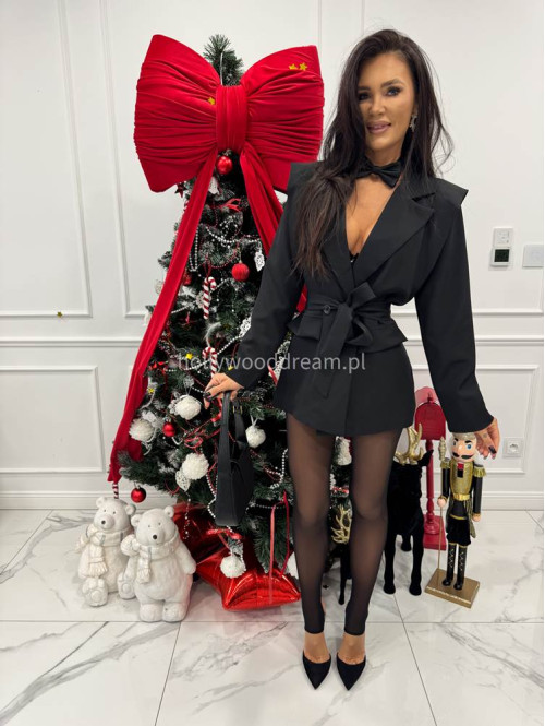 Czarna marynarka z paskiem 75% wiskoza VALERIE 02 - photo #6