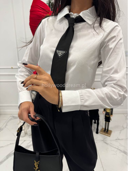 Biała koszula z krawatem MARGARET 02 - photo #9