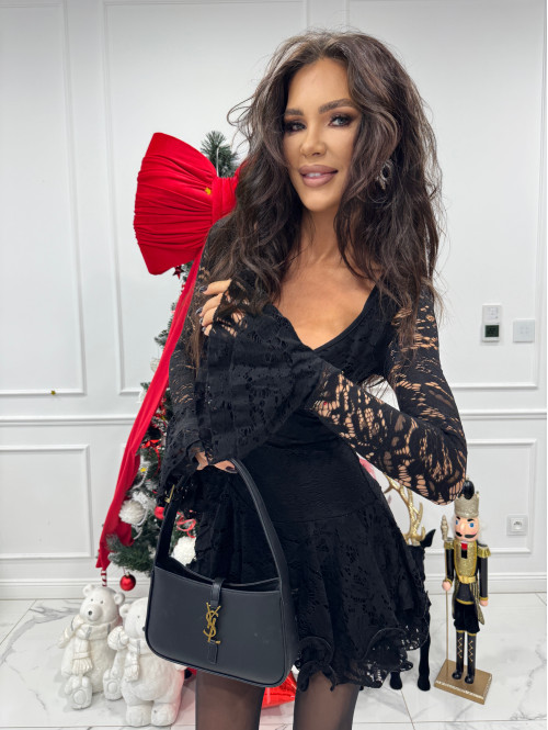 Czarny kombinezon koronkowy z guzikami PABLO 17