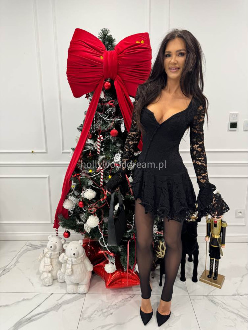 Czarny kombinezon koronkowy z guzikami PABLO 17 - photo #1