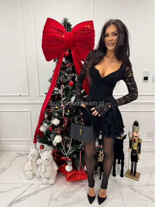 Czarny kombinezon koronkowy z guzikami PABLO 17 - photo #2