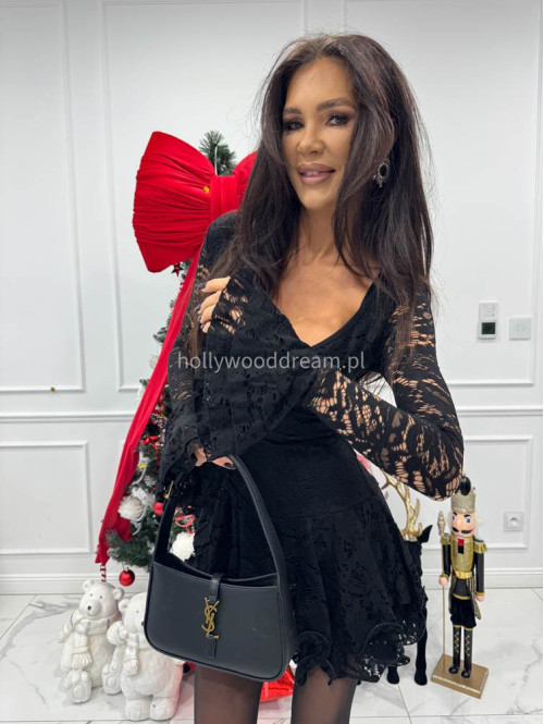 Czarny kombinezon koronkowy z guzikami PABLO 17 - photo #5