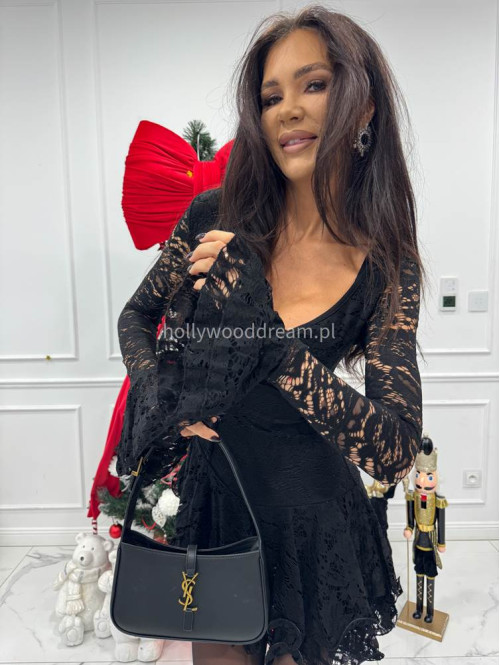 Czarny kombinezon koronkowy z guzikami PABLO 17 - photo #6