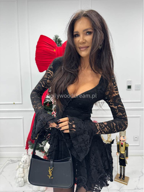 Czarny kombinezon koronkowy z guzikami PABLO 17 - photo #7