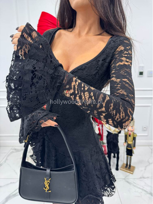 Czarny kombinezon koronkowy z guzikami PABLO 17 - photo #8