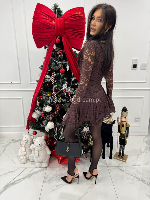 Czekoladowy kombinezon koronkowy z guzikami PABLO 17 - photo #4