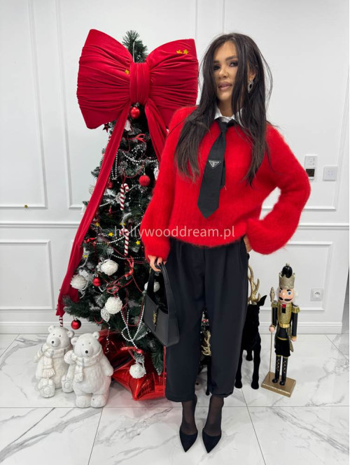 Czarne spodnie eleganckie szerokie na gumce DANNY 02 - photo #10