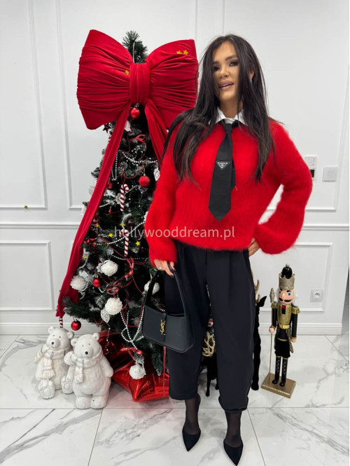 Czarne spodnie eleganckie szerokie na gumce DANNY 02 - photo #11