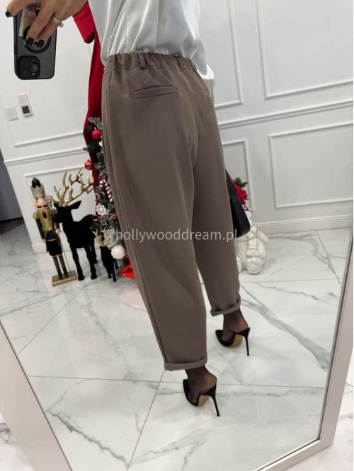 Mokka spodnie eleganckie szerokie na gumce DANNY 02 - photo #7