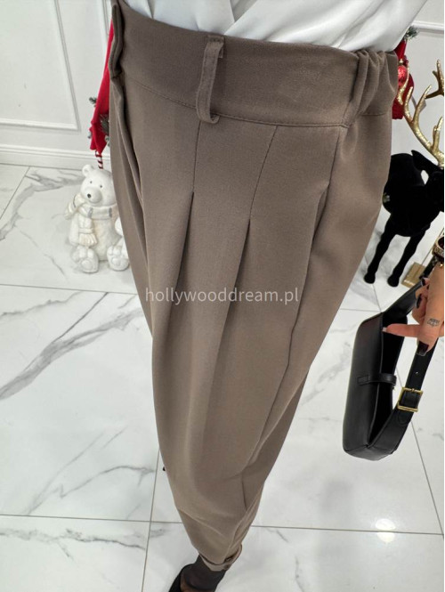 Mokka spodnie eleganckie szerokie na gumce DANNY 02 - photo #8