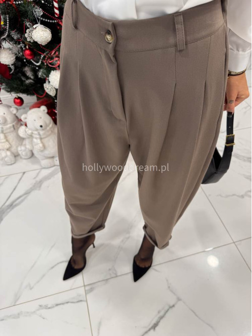 Mokka spodnie eleganckie szerokie na gumce DANNY 02 - photo #9