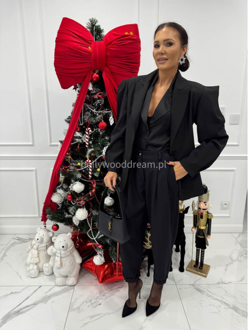 Czarny kombinezon z koronkowym rękawem i koronkową nogawką  Noe 17 - photo #1