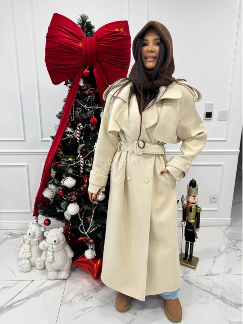 Brązowy kaptur z grubym spoltem i sznurkami balaclava FROST 94 - photo #4