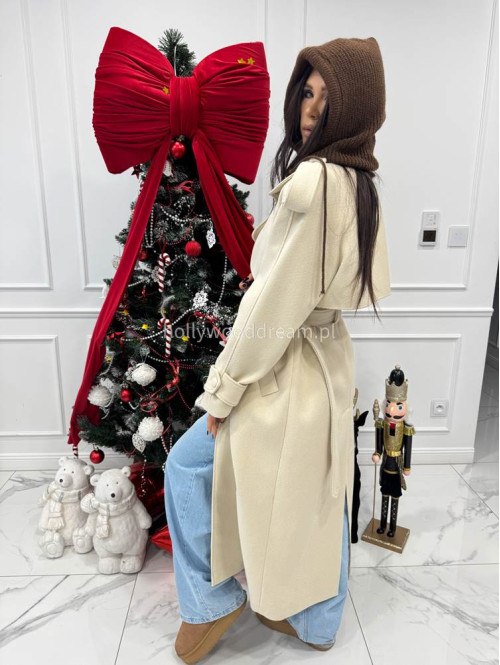 Brązowy kaptur z grubym spoltem i sznurkami balaclava FROST 94 - photo #5