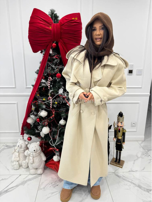 Brązowy kaptur z grubym spoltem i sznurkami balaclava FROST 94 - photo #6