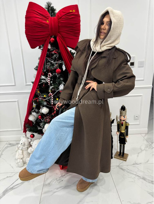 Jasno beżowy kaptur z grubym spoltem i sznurkami balaclava FROST 94 - photo #5