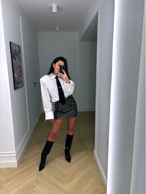 Czekoladowa spódnica mini w cekiny Amelia 09 - photo #4