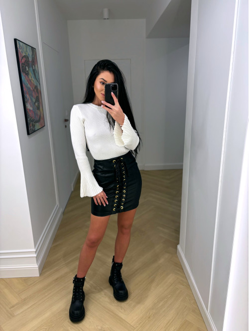 Czarna spódnica mini z wiązaniem Eleni 171 - photo #15