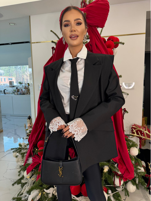 Biała koszula elegancka z krawatem ESSENTIAL 25 - photo #25