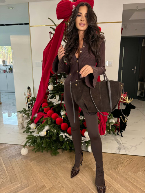 Legginsy na gumce z rozcięciem ARMAS czekoladowe 69 - photo #53