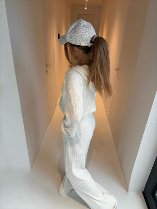 Biały kombinezon o warkoczowym splocie ASPEN 183 - photo #2