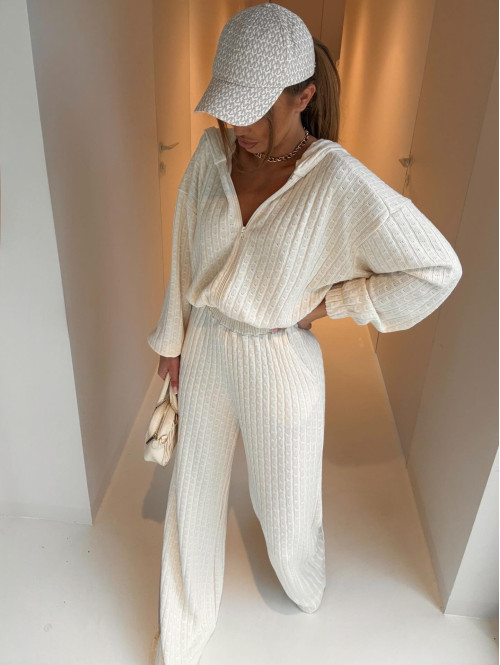 Biały kombinezon o warkoczowym splocie ASPEN 183 - photo #3