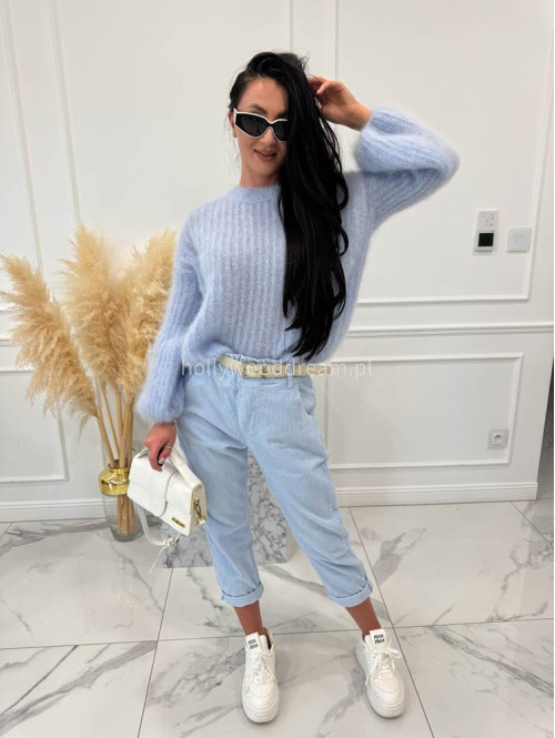 Błękitne spodnie sztruksowe AMADEO 06,52 - photo #4