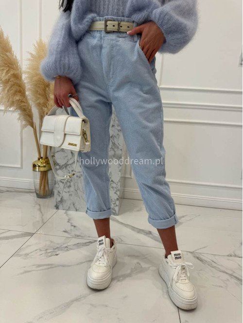 Błękitne spodnie sztruksowe AMADEO 06,52