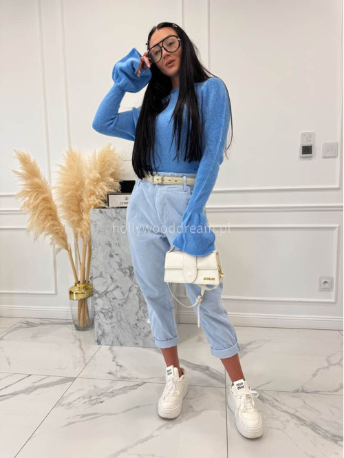 Błękitne spodnie sztruksowe AMADEO 06,52 - photo #12