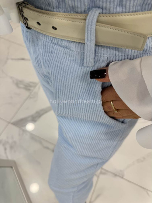 Błękitne spodnie sztruksowe AMADEO 06,52 - photo #24