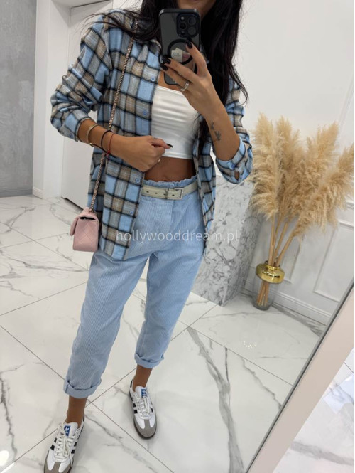 Błękitne spodnie sztruksowe AMADEO 06,52 - photo #29