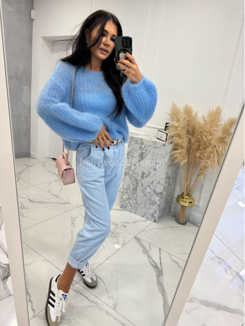 Błękitne spodnie sztruksowe AMADEO 06,52 - photo #32