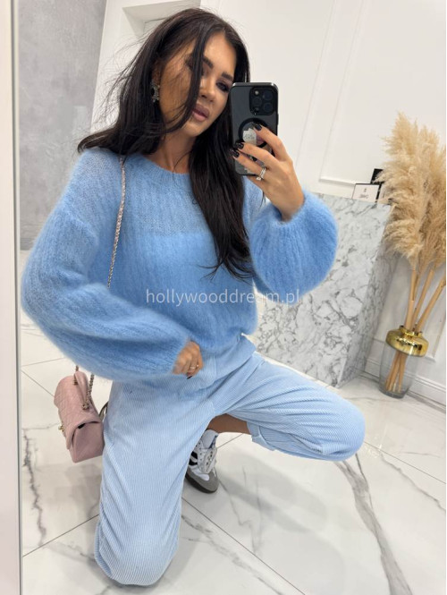 Błękitne spodnie sztruksowe AMADEO 06,52 - photo #33