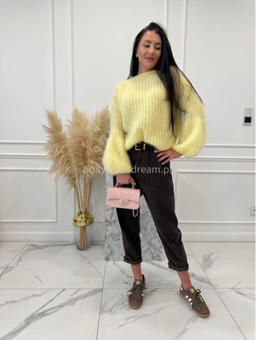 Czekoladowe spodnie sztruksowe z gumką w pasie AMADEO 52 - photo #19