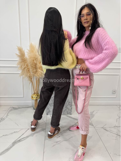 Czekoladowe spodnie sztruksowe z gumką w pasie AMADEO 52 - photo #23