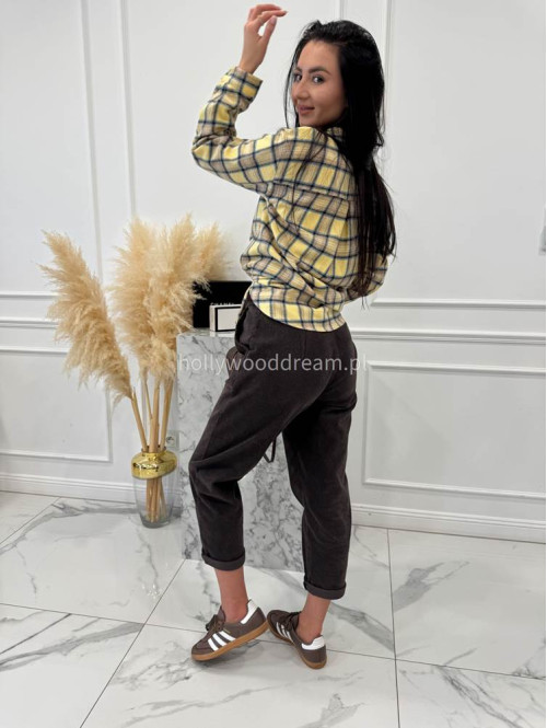 Czekoladowe spodnie sztruksowe z gumką w pasie AMADEO 52 - photo #31