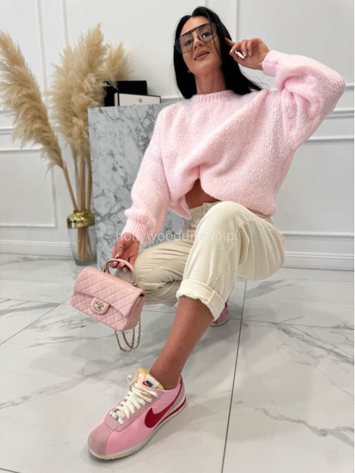 Beżowe spodnie sztruksowe z gumką w pasie AMADEO 52 - photo #6