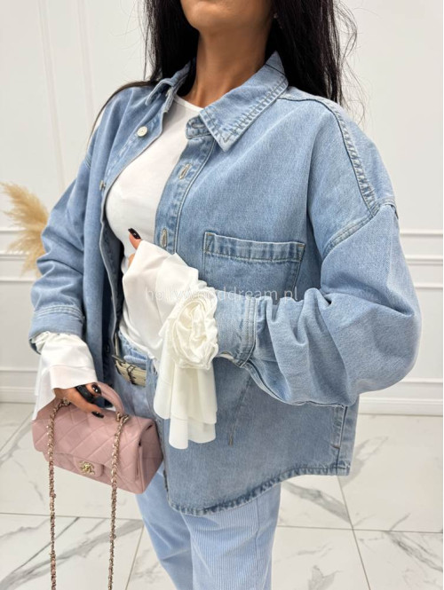 Jasno niebieska koszula jeansowa z kieszenią DENIM 52 - photo #14