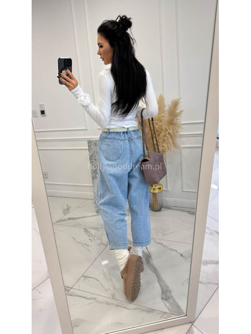 Biała bluzka bawełniana z różami na rękawie Róża 52 - photo #5